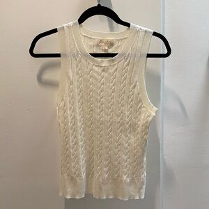 Marled Cream Cable Knit Tank Top